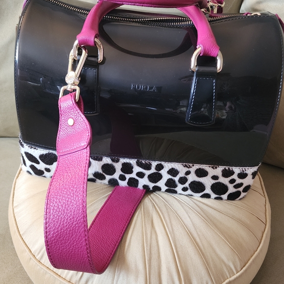 Furla Handbags - RARE- Furla Black and Pink Women's Bag "JELLY BAG"